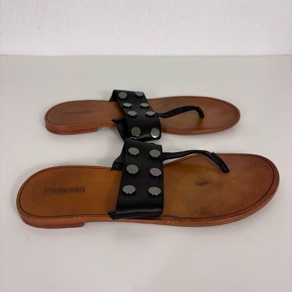 Hammitt Max Black Leather Studded Thong Sandals Size 8 - Picture 1 of 9